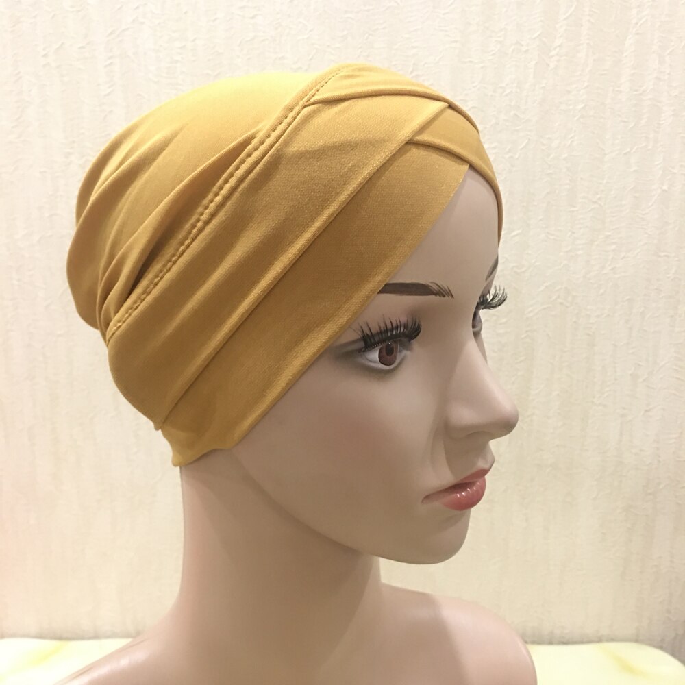 Muslimische Frauen Hijab Turban Hütte Kopf Schal Haarausfall Krebs Chemo Deckel Kopftuch wickeln Islamischen Mütze Motorhaube strecken Headwear Hütte: 18 Ingwer