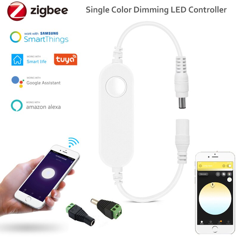 DC12V-24V Mini Zigbee Lighting Dimmer Led Dimmable 5050 3528 Single Color LED Strip Light Controller Work With H-u-e Smartthings