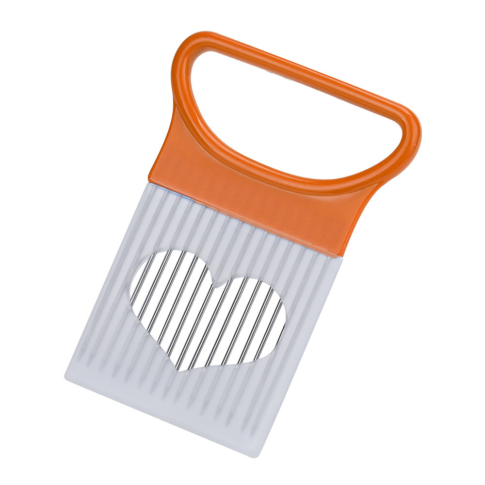 Kitchen Gadgets Onion Slicer Tomato Vegetables Safe Fork vegetables multifunctional stainless steel Slicing Cutting Tools: Brown