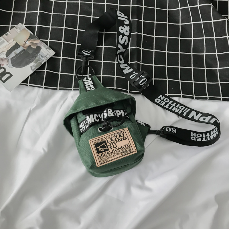 Canvas dames brief schouder messenger crossbody tas studenten mini telefoon tas mannen sport kleine borsttas: Groente