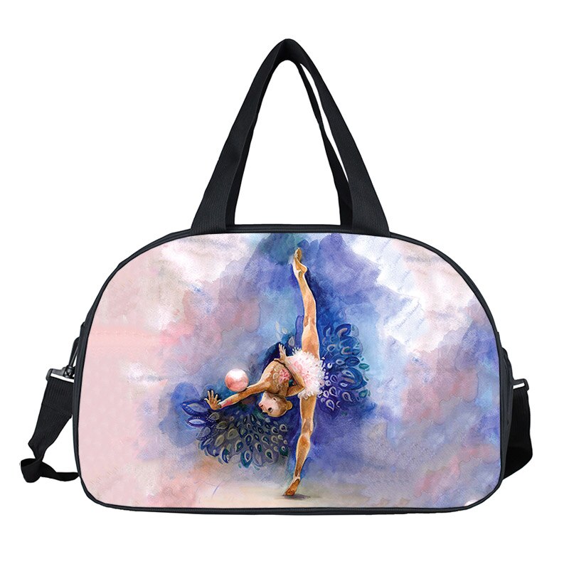 Watercolor Gymnastics Art Tote Bag Ladies Dance Sports Storage Bags Travel Multifunctional Portable Messenger Bags Shoulder Bag: Light Grey