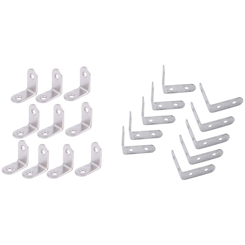 JFBL 20Pcs Stainless Steel Shelf Support Corner Brace Angle Bracket - 10Pcs 50X50mm &amp; 10Pcs 30X30mm: Default Title
