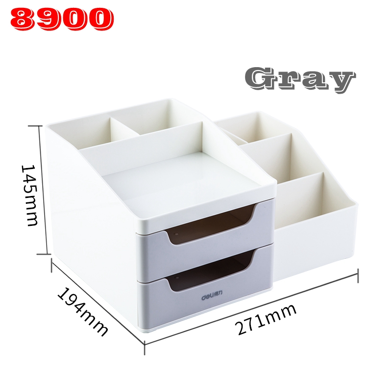 Deli 8900/8901 skrivbordsarrangörsset dubbel drwaer förvaringsbox multi-storey desktop kontorspapper insamlingslåda