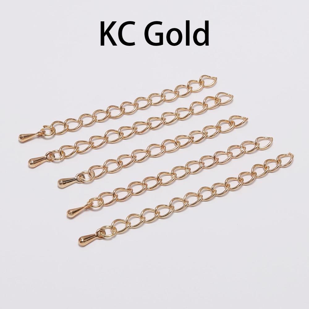 20 stks/partij 50-70mm Uitgebreide Uitbreiding Staart Keten Connectors Water End Kralen Voor DIY Sieraden Maken armband Ketting: S / YELLOW