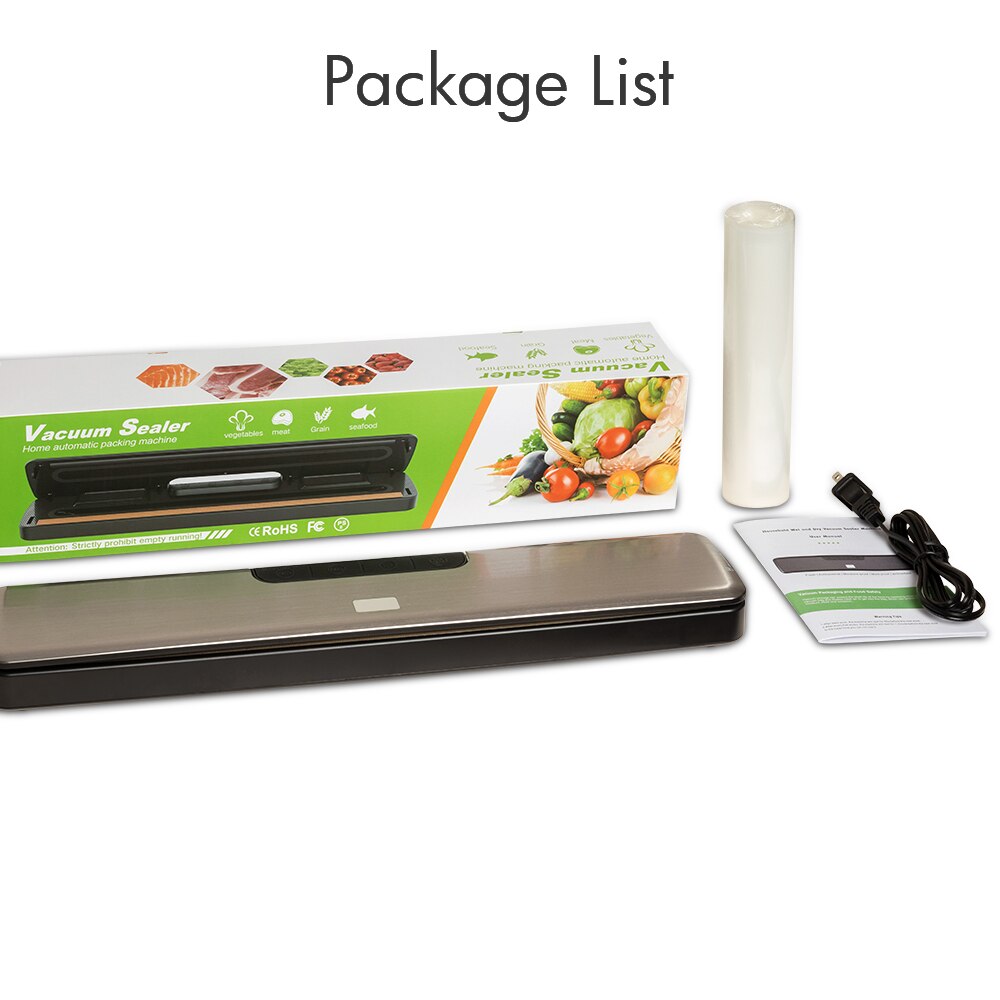 Automatisk madvakuumforsegler til køkken 340mm 90w 100-240v perfekt hjemmepakkemaskine filmforseglerpakker 15 stk poser gratis