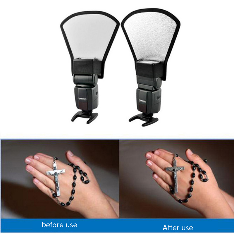 Kamera Blitz-diffusor Softbox Silber Weiß Reflektor für Kanon für Nikon Speedlite