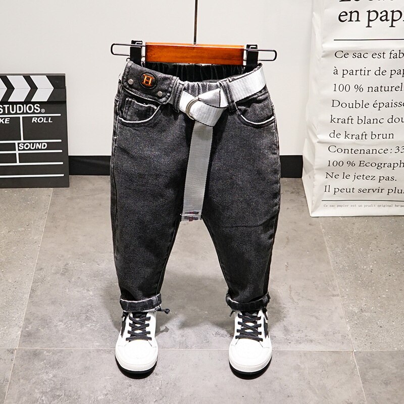 Pantaloni Per Bambini Abbigliamento Per Bambini 2020 di Autunno della Molla Nuovo Bambino Allungano I Jeans Dei Pantaloni Della Ragazza Del Ragazzo Versione Coreana Di Pantaloni + cintura