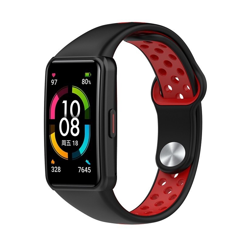 20 Farben Silikonarmband für Huawei Band 6/Honor Band 6 Atmungsaktives doppelfarbiges Ersatzarmband für Huawei Band 6 Armbinde