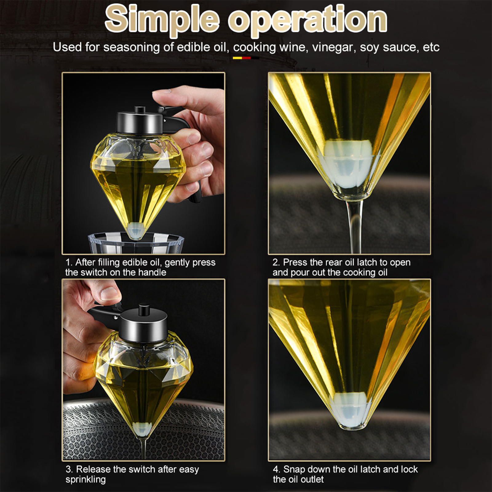 Glass/ABS Dispenser Pot Honey/Syrup Dispenser with Handle Honey Jar Syrup Dispenser For Cake Dessert Oil Dispenser Bottle
