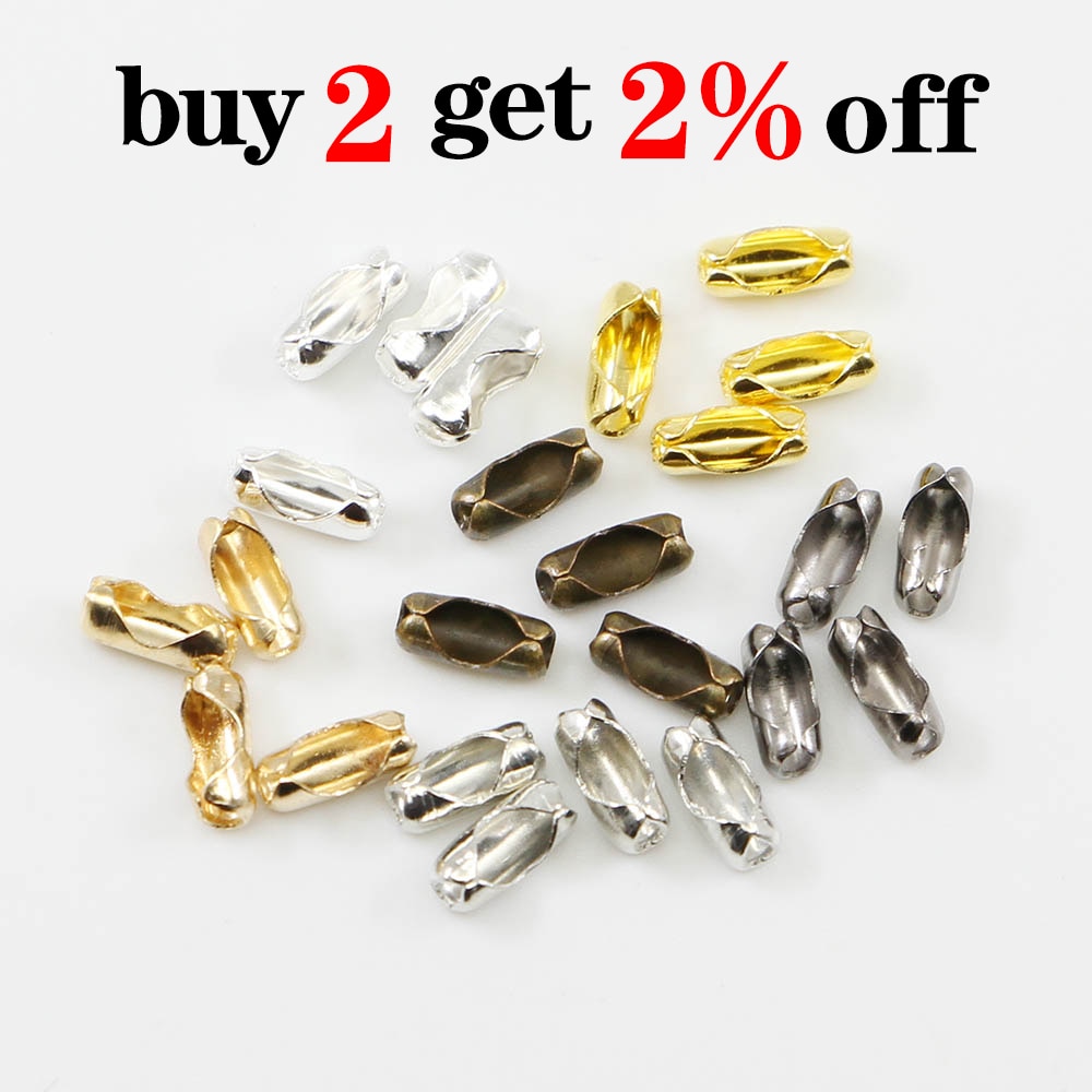 200pcs/lot Diameter 1.5/2/2.4/3.2 mm Ball Chain Connectors Clasps Connectors For DIY Jewelry Findings Making Supplie