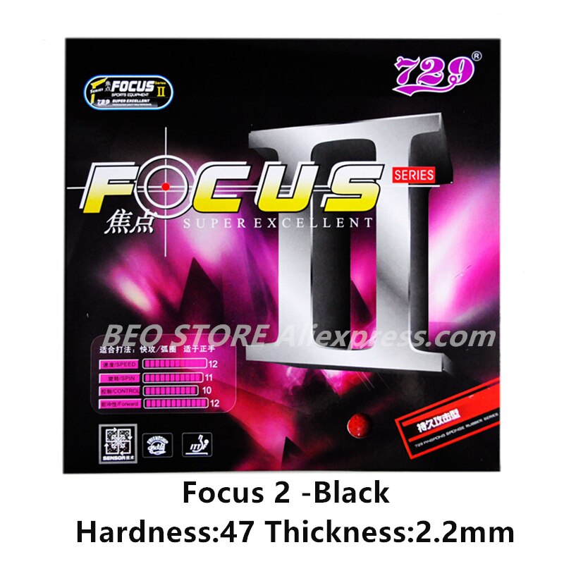 Vänskap 729 focus iii 1/2/3 snipe bordtennis gummi pips-in original 729 focus ping pong svamp: Svart  h47 t2.2