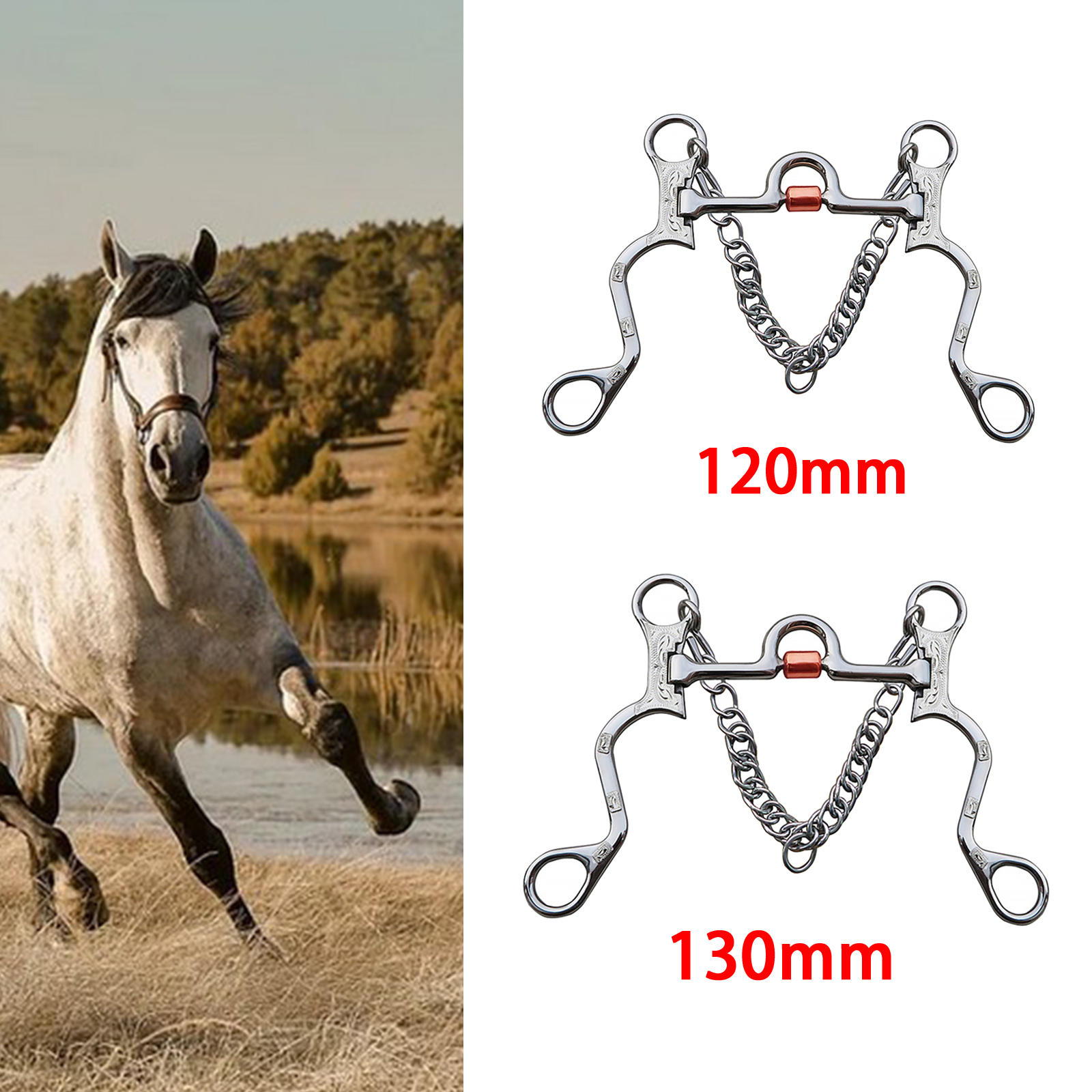 Western Style Horse Bit Copper Mouth Horse Chewing Horse Gag Bit 4" 5''Mouth 7" Cheeks Cheek Stainless Steel for Horse Bridle