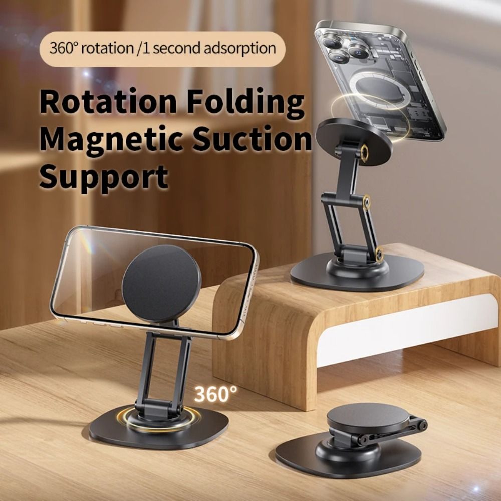 Aluminium Alloy Magnetic Desktop Phone Stand Foldable 360 Rotation Phone Holder Support for Magsafe iPhone 16 15 14 13 12