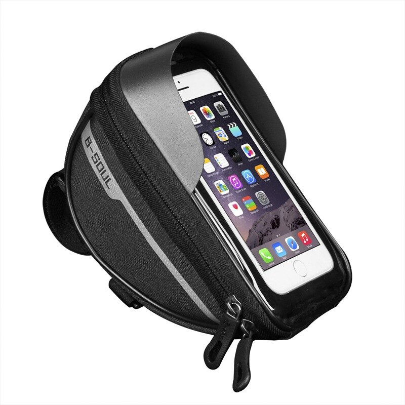 Funda de teléfono móvil impermeable de 4 colores para bicicleta, manillar, funda de teléfono móvil con bolsa, soporte de pantalla, bolsas de montaje para teléfono de 6,5 pulgadas: Black
