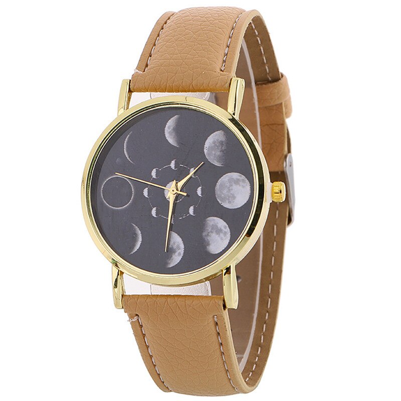 Moon Phase Serie Armband Horloge Vrouwen Horloge Mode Persoonlijkheid Vrouw Horloge Casual Quartz Horloge Vrouwen Horloge: Beige