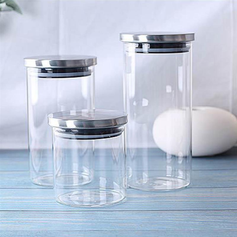 Transparent Glass Food Storage Box Dry Grains Food Storage Bottle Container Kitchen Organizers Sealing Storage Case Jars