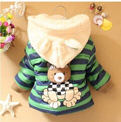 Nuovi Ragazzi Bambino di Inverno Del Rivestimento Del Fumetto Orso casual Con Cappuccio Per Bambini Outwear Cotone Spesso Mantenere Caldo Ragazzi Capretti del Cappotto Dei Vestiti: JK011-Green / 5