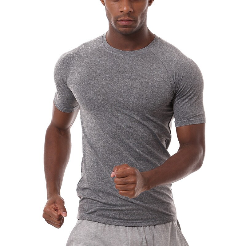 Fitnesströjor för män snabbtorkande tunn t-shirt med kort ärm och andas för basketlöpning: Xl / Grå