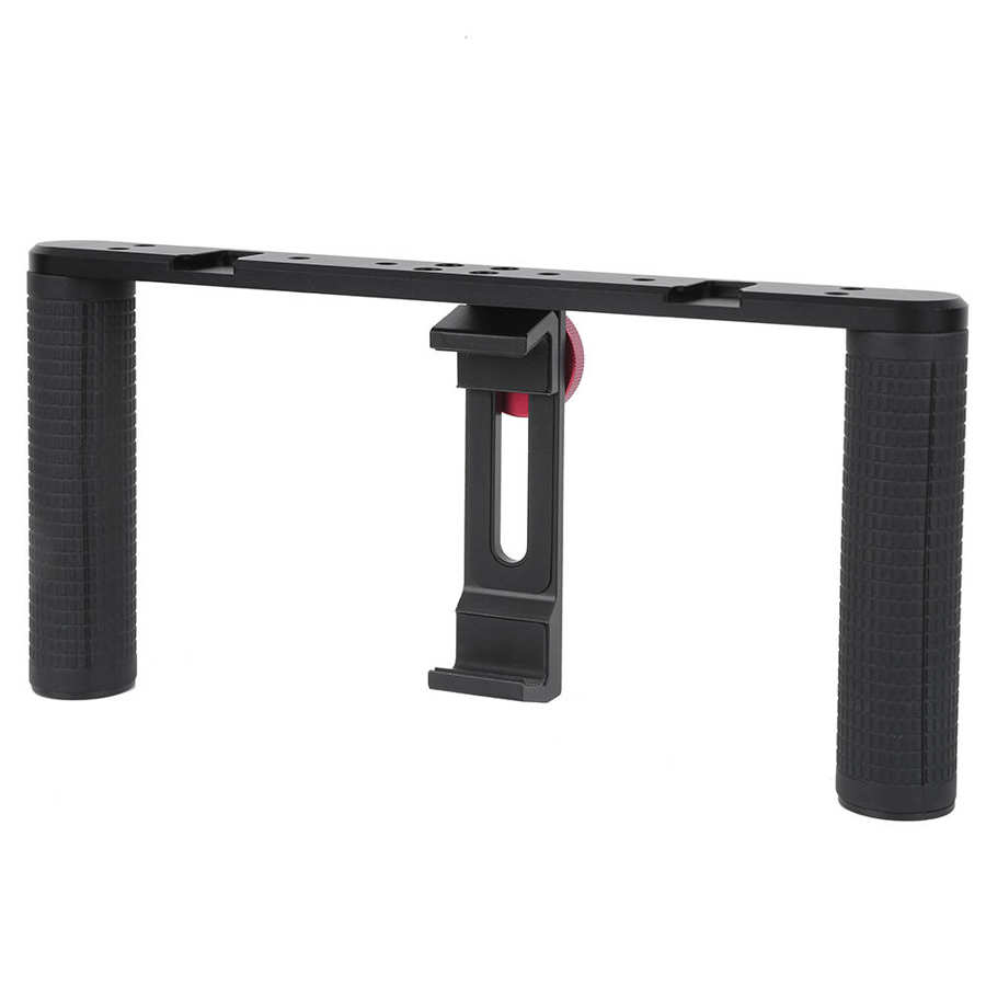 Handheld Mobiele Telefoon Kooi Rig Smartphone Video Filmmaken Beugel Met Dual Cold Shoe Mount Voor Microfoon Led Licht Invullen