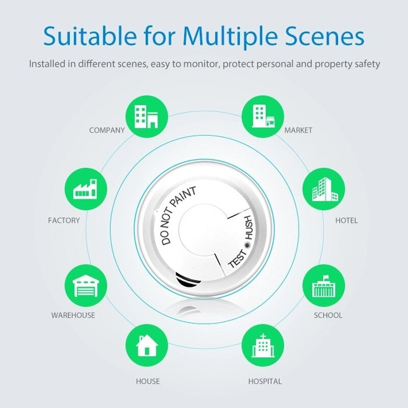 Tuya WIFI Smoke Detector Fire Protection Alarm Sensor Independent Wireless Battery Operated Smart Life Push Alert Home Security