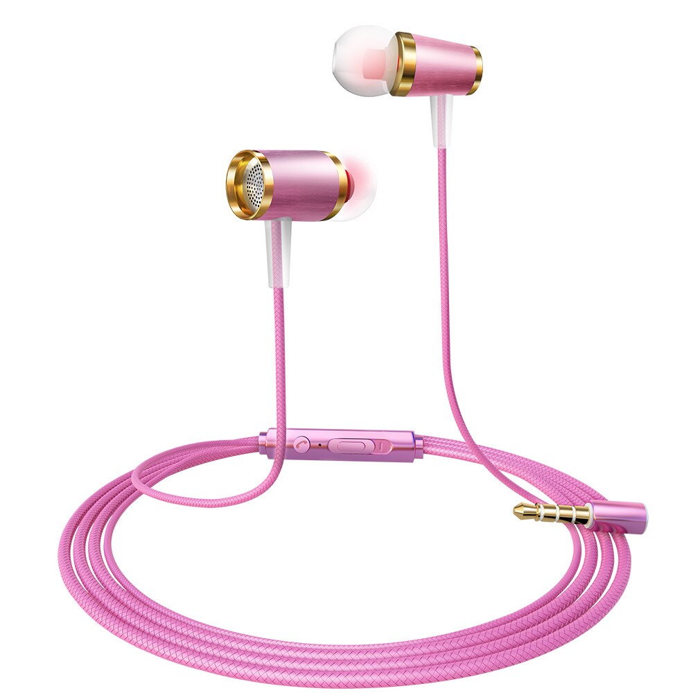 Auricolari In-Ear in Rete Metallica - Modello Q6 - Universali K Song & Gaming - Texture Metallo Spazzolato: Borsa Oro Rosa