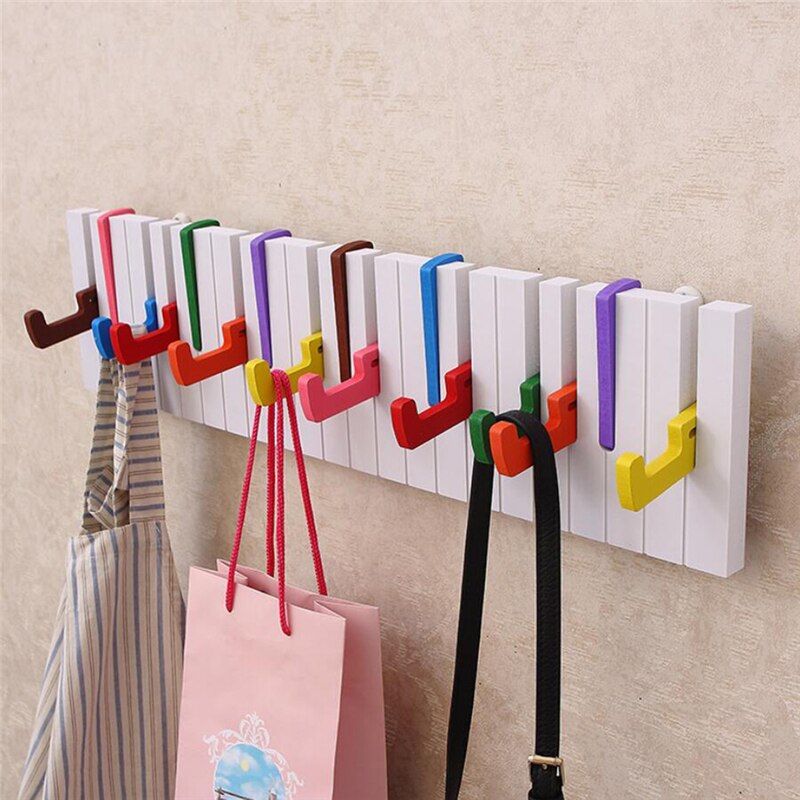 Perchero de madera Estilo de Piano para colgar en la pared, estante para decoración, colgador magnético, gancho de almacenamiento de anillo