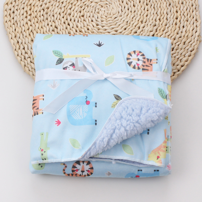 Spädbarn nyfödd baby filt vinter fluffig fleece barn muslin filt swaddle barnvagn fleece filtar barn eftermiddag tupplur täcke: Blå