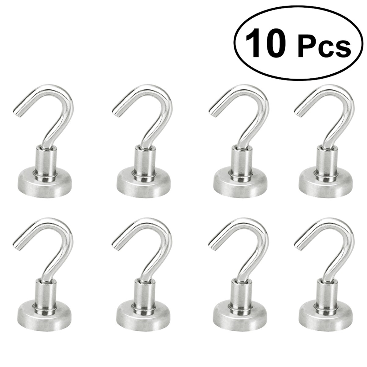 2/10Pcs Magnetische Haken Krachtige Heavy Duty Neodymium Magneet Hanger Sterke Magnetische Cup Opknoping Hangers Sleutel Jas Muur haak: D16 / 10pcs silver