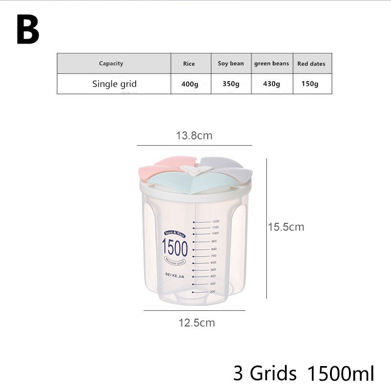 1Pc Transparant Voedsel Opbergdoos Keuken Opbergdoos Graan Opslagtank Vochtbestendige Verzegelde Blikken Organisatoren Keuken Benodigdheden: B