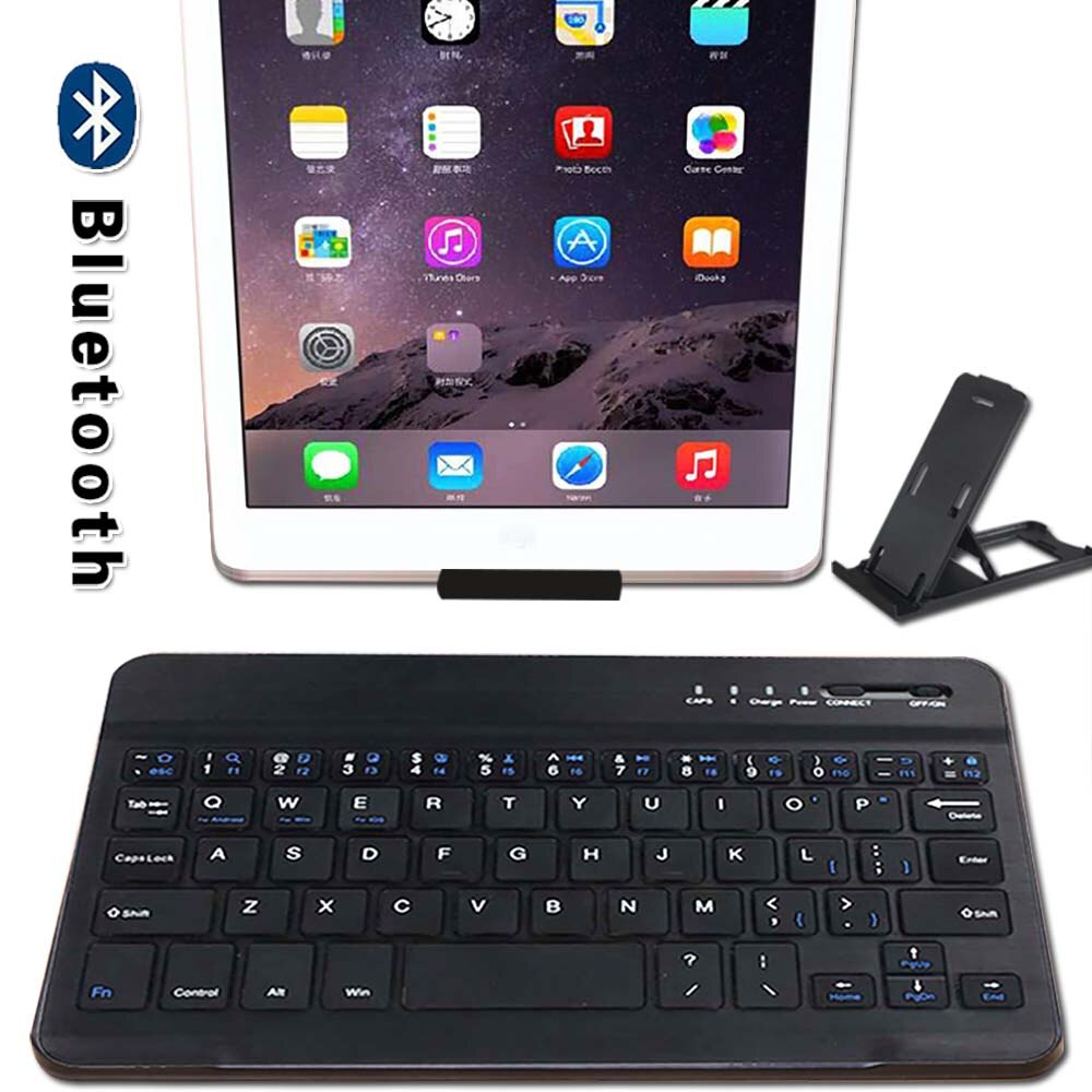 Rustig Slanke Draadloze Toetsenbord Bluetooth Toetsenbord Voor Apple Ipad Mini 1 2 3 4 5 Tablet Oplaadbare Toetsenbord + Beugel