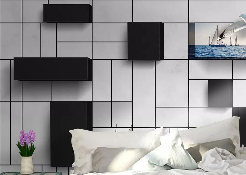 Beibehang Eenvoudige 3D muurschilderingen geometrische behang home decor TV 3d slaapkamer muurschildering achtergrond behang voor muren in rolls Vinyl muur: 17467683