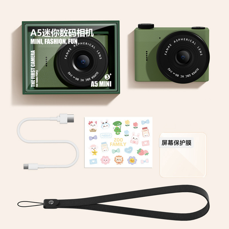 Nueva cámara digital para niños con cámaras duales delanteras y traseras, cámara de bolsillo portátil, mini cámara digital retro, de vacaciones: Castaño
