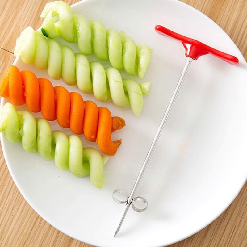 Cucumber Rotary Cutter Spiral Coil Cutter Fruit and Vegetable Twist Cutter Stainless Steel P7Ding