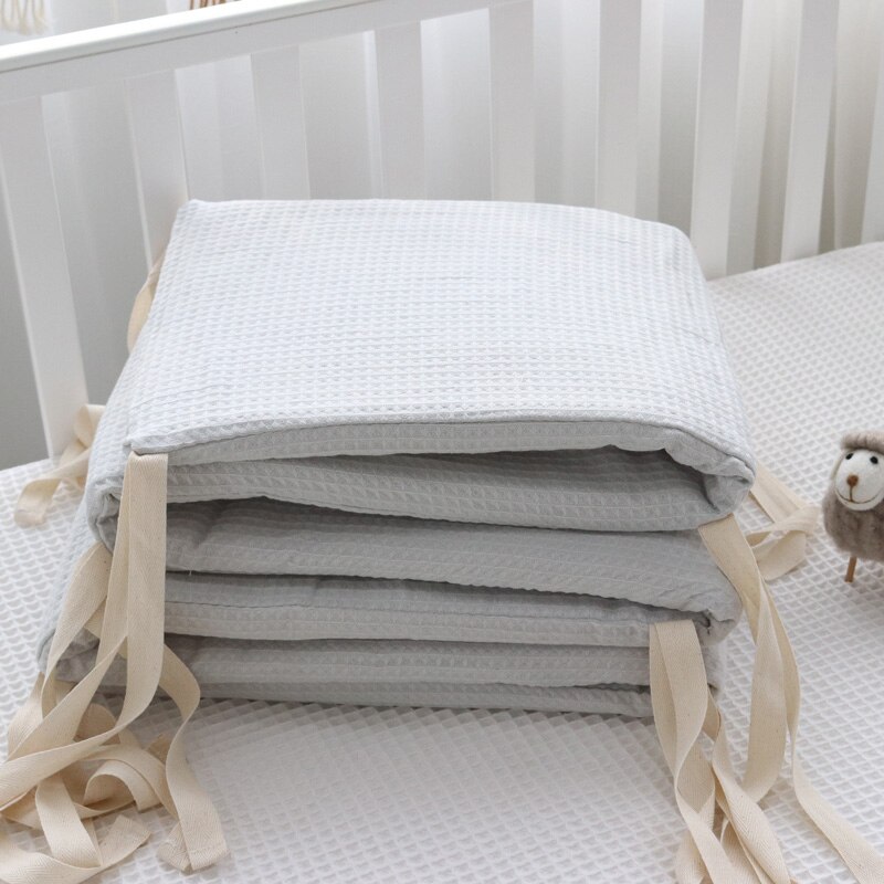 Lit de bébé en coton gaufré, protection anti-choc autour du berceau pour -né: GRAY