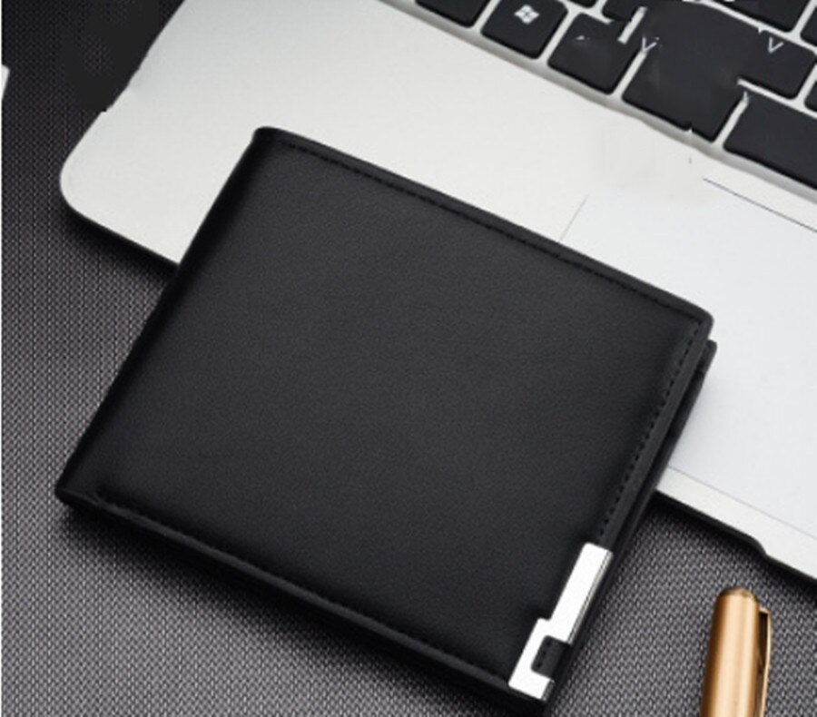 men's wallet pu solid color slim wallet men's two-way folding short credit card wallet coin purse business wallet men