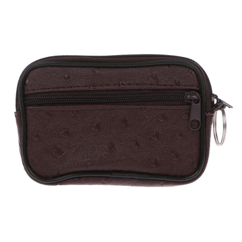 Soft Men Women Card Coin Key Holder Zip Change Pouch Wallet Pouch Bag Purse: Auburn