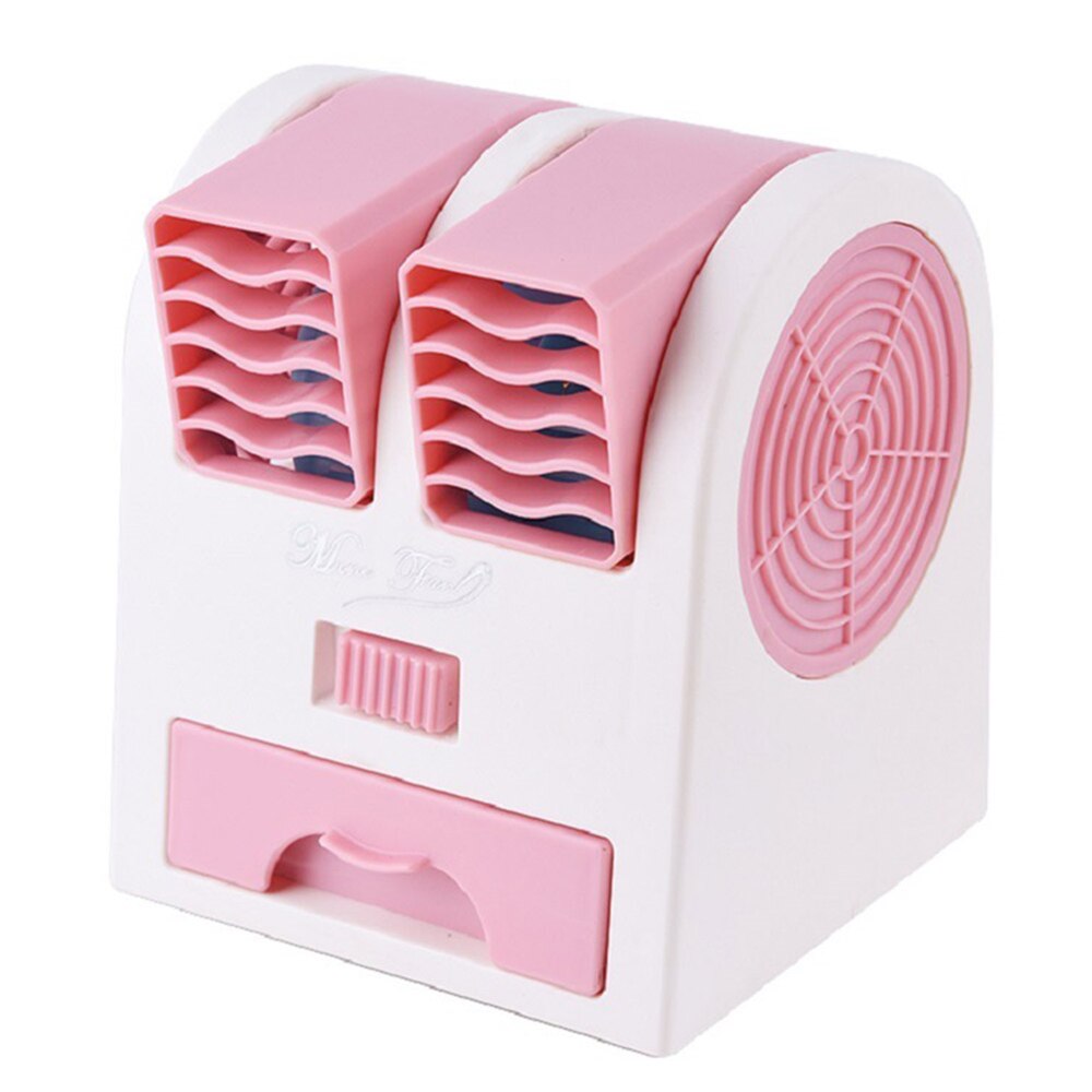Mini ar condicionado 3 em 1, ventilador, umidificador e purificador, para casa, escritório, usb, portátil, silencioso: Rosa