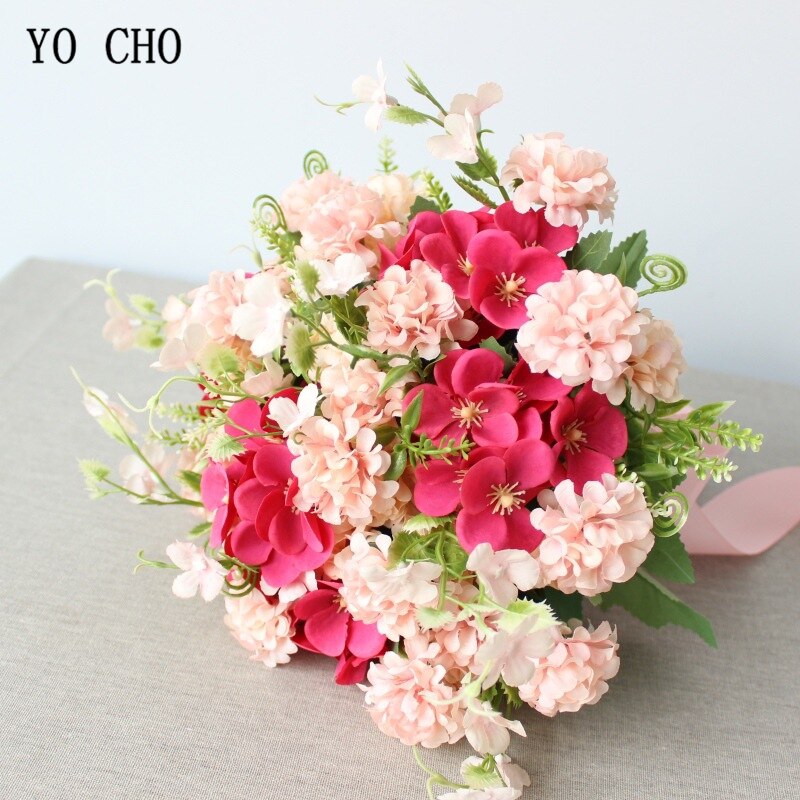 YO CHO-ramo de flores artificiales para novia, ramo de flores de seda, Bola de La Fortuna, Begonia, ramos de boda, dama de honor