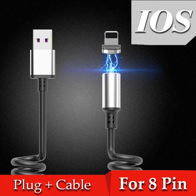 3A Magnetische Lente Snelle Charger Intrekbare Kabel Micro Usb Charger Type C Snel Opladen Voor IPhone11XS Pro Huawei P40 Snelle koord: For 8pin