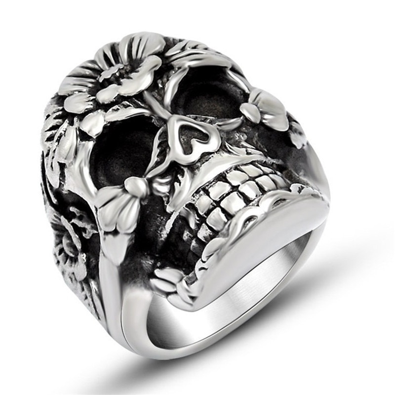 Einzigartiger Retro-Totenkopf-Ring In Silberfarbe Für Herren, Punk
