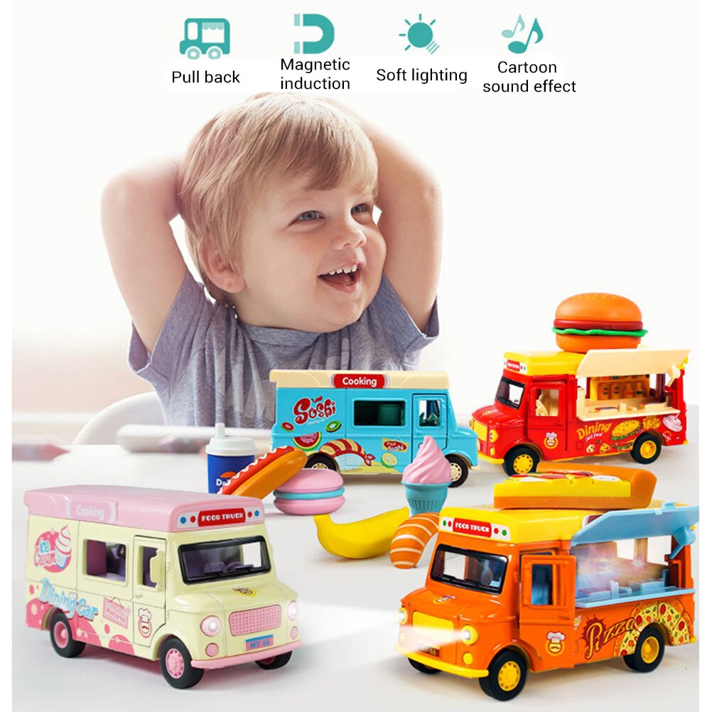 Pull Back Auto Voedsel Vrachtwagen Voertuig Speelgoed Met Muziek En Lichtmetalen Vrachtwagens Wrijving Auto Speelgoed Voor Jongens Meisjes Educatief speelgoed #20