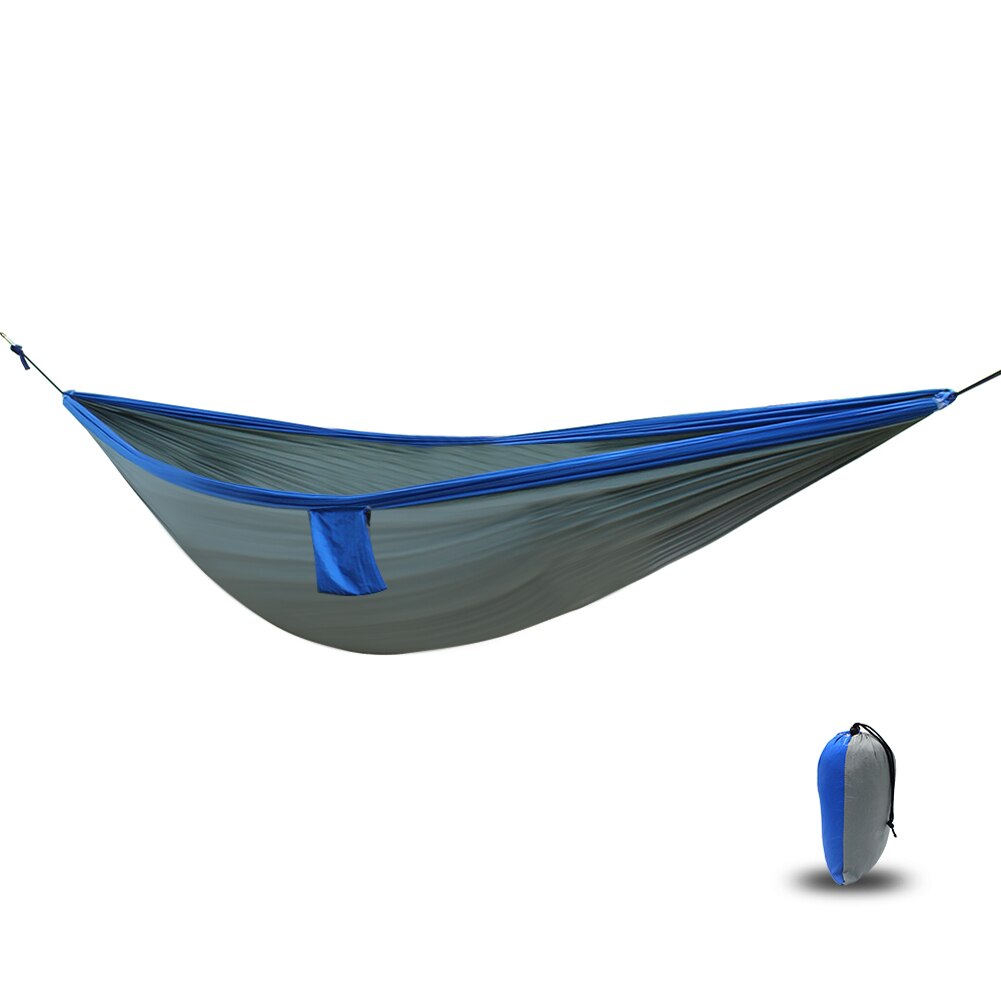 Nylon-doppelhängematte für camping, survival, schlafgelegenheit für erwachsene, reise-hängematte für drinnen und draußen: Grau königsblau