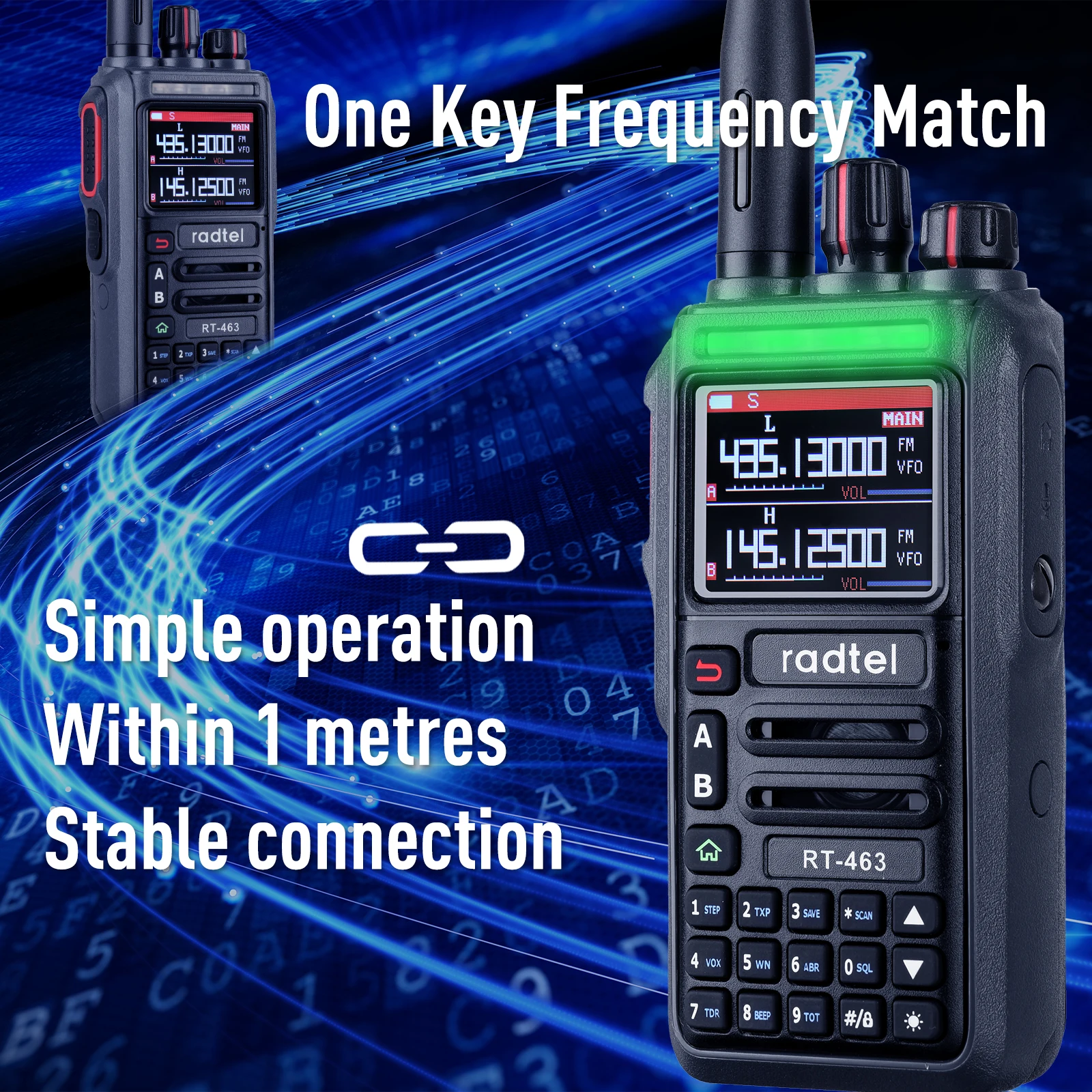Radtel RT-463 8w Vollband-Amateurfunk 199CH Amateur Walkie Talkie AM Air Aviation Band Satcom NOAA Wetterkanal