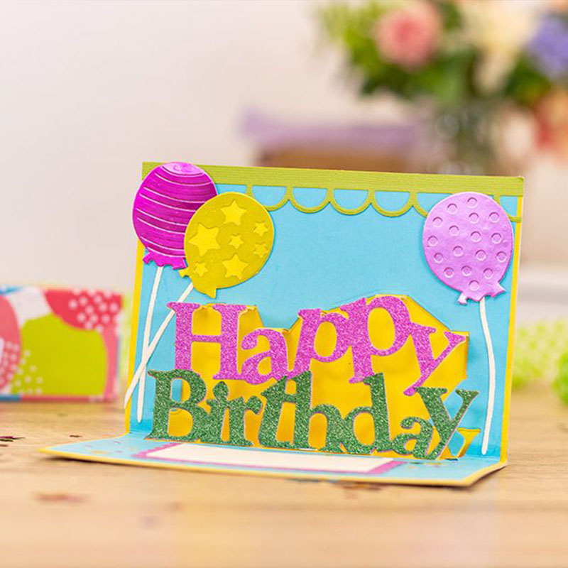 Pop-Up Woord Gelukkige Verjaardag Metalen Stansmessen Voor Scrapbooking En Kaarten Maken Craft Die Cuts