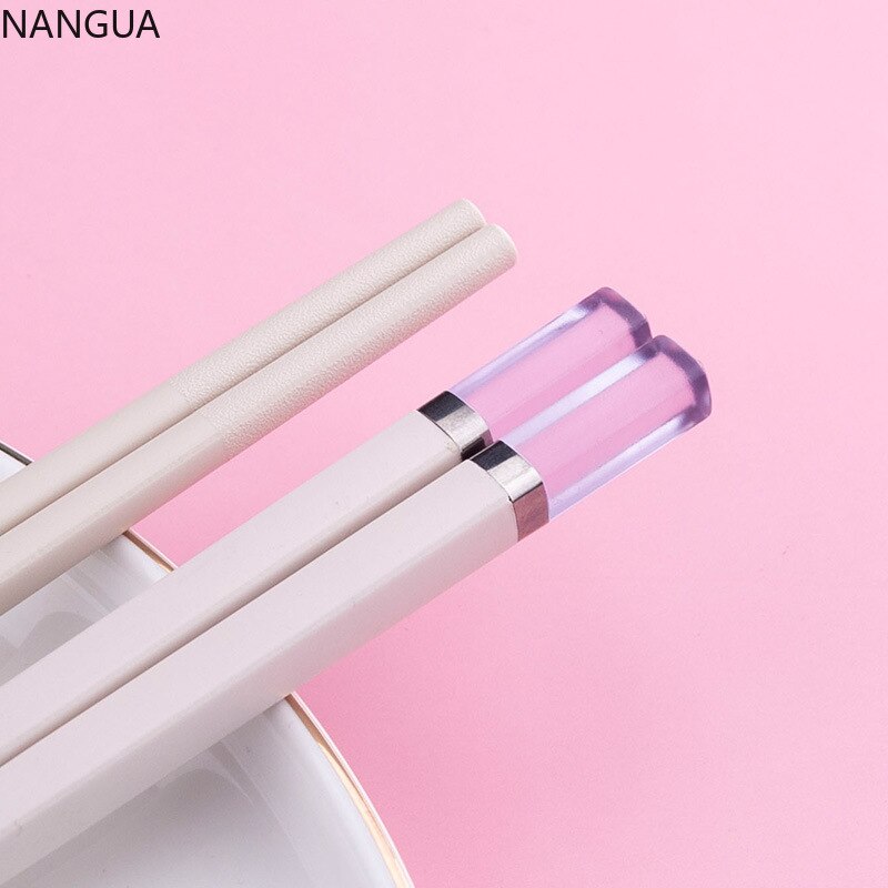 Un paio di bacchette in fibra di vetro colore ambra colore caramella bacchette giapponesi antiscivolo bastoncini per Sushi a prova d'umidità creativi: 1paio-01-zise