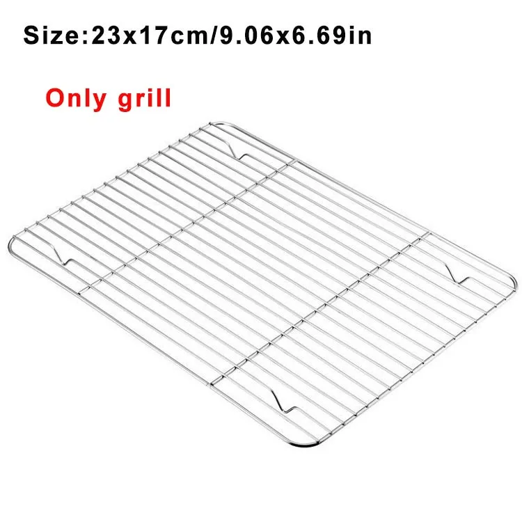 Bandeja para hornear galletas con parrilla Rectangular de acero inoxidable con rejilla de enfriamiento extraíble, utensilio de cocina, bandeja antiadherente adecuada para horno: ciruela