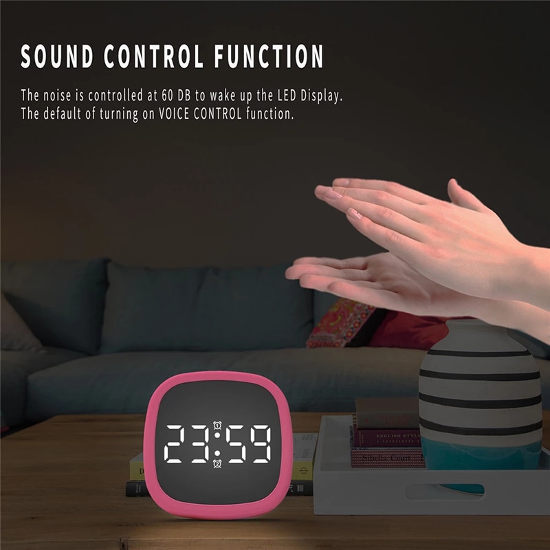 Silicone LED Mute Alarm Clock Office Bedside Shockproof Digital Alarm Clock Interior Decoration Sound Control Clocks