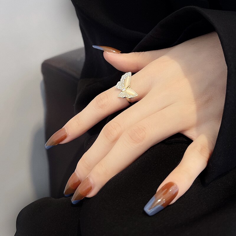 luxe nana bijoux de corps ring mariage bagues accessoires vintage femme bijoux femme bague femme Bague en forme de papillon pour femme, accessoire de , bijou polyvalent quotidien, Vintage, mariage: 7