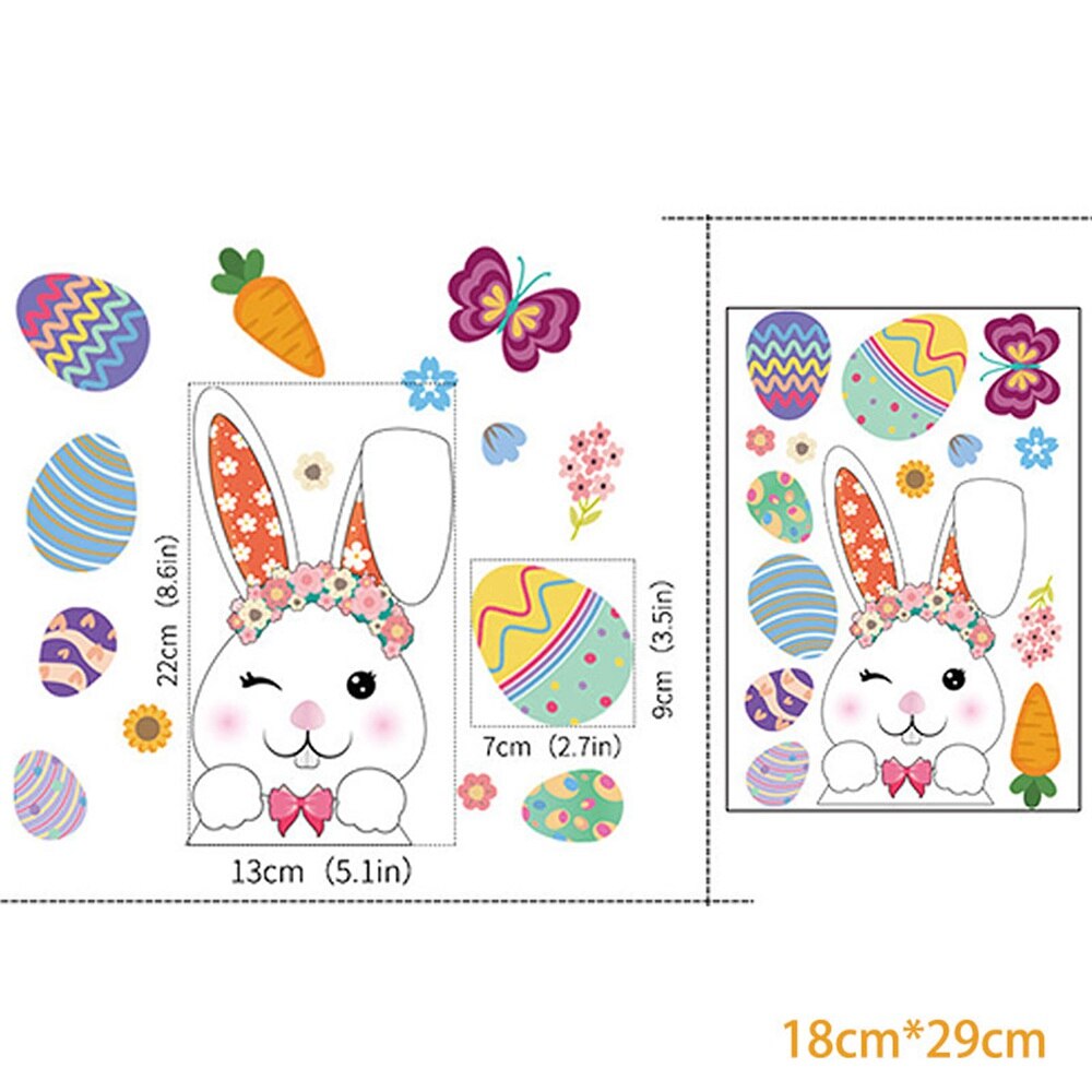 Happy Easter Electrostatic Window Stickers Rabbit Eggs Chick Wall Sticker Easter Decor for Home Easter Party Bunny Wall Decals: B