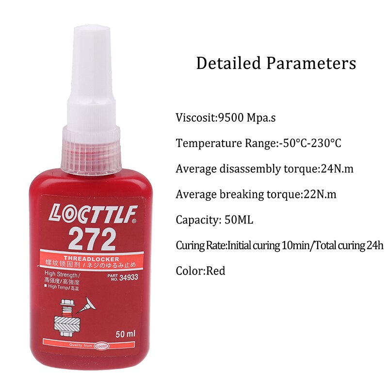 272 zylindrischen Retainer Locking Klebstoff Metall Schraube Anaeroben Klebstoff Thermische Festigkeit Umwelt Kleber 50ml